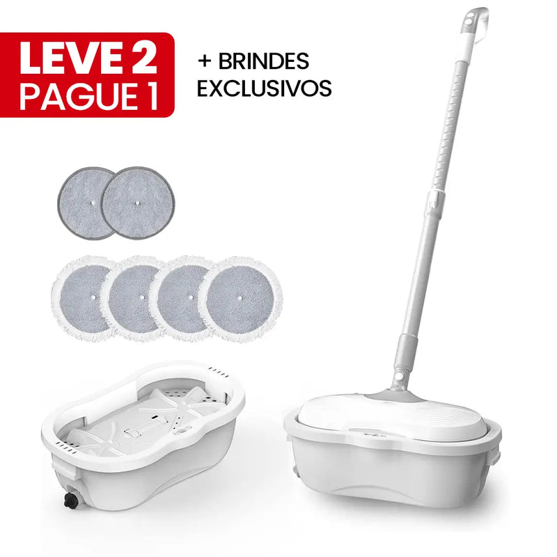 [LEVE 2 PAGUE 1] Mop Elétrico CleanFlex + BRINDES: Módulos de Limpeza e Tanque Suporte